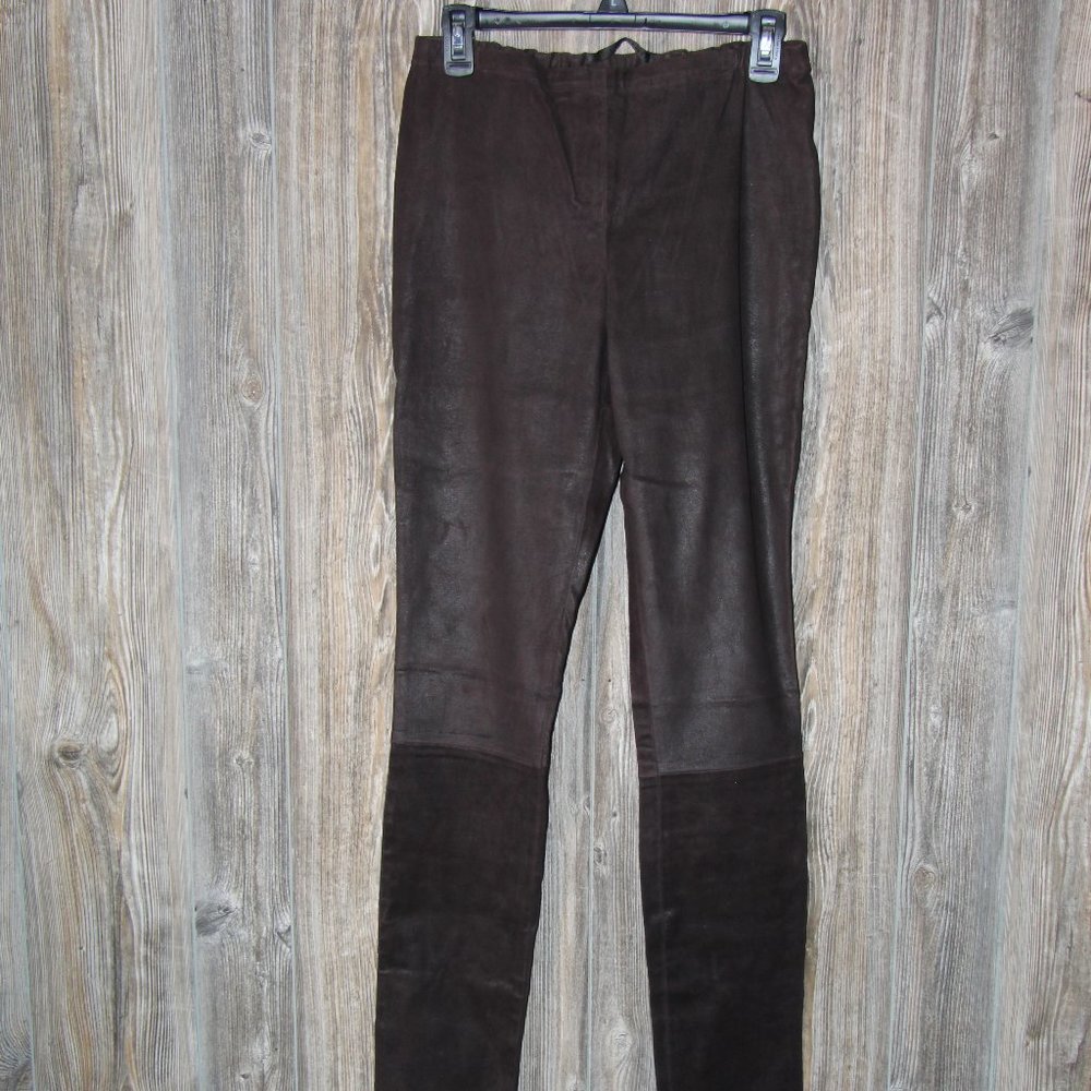Haider Ackermann Brown Leather Skinny Jeans Pants